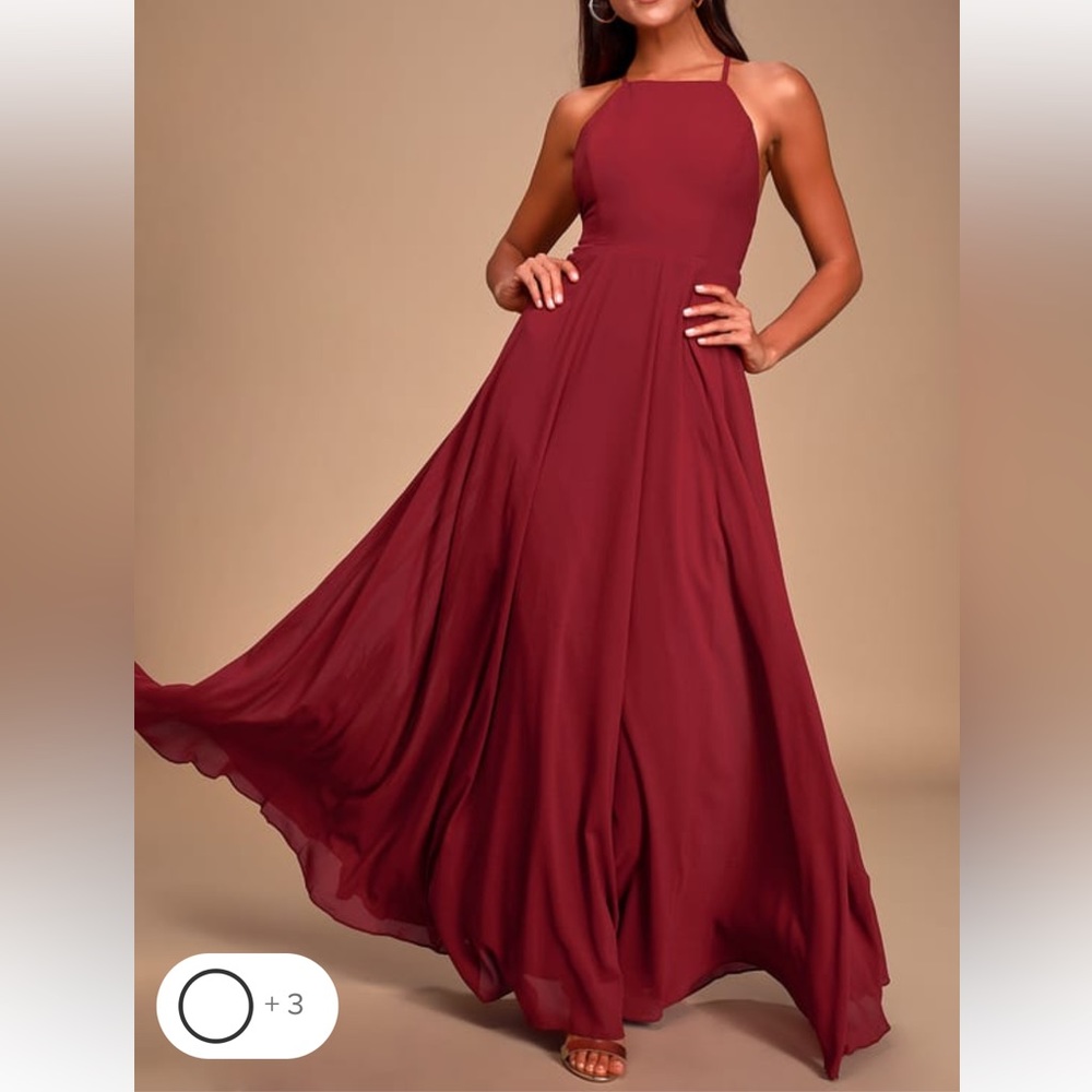 Lulus Wine Red Backless Maxi Dress